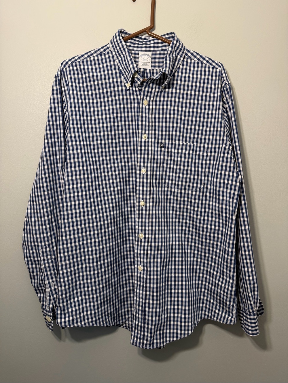 Brooks Brothers Blue and White Gingham Button-Down Shirt